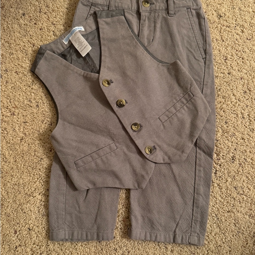 Janie and Jack Gray Vest and Pants Set